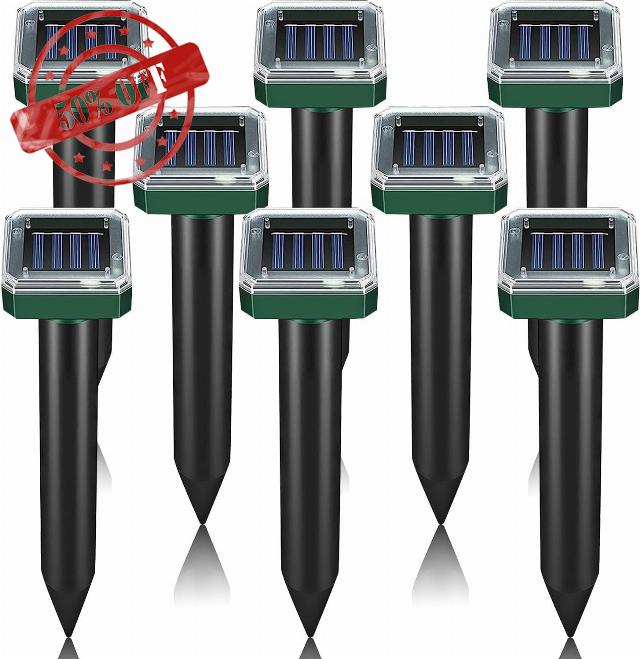 Mole Repellent Solar Powered 8 Pack Sonic Mole Deterrent Spikes