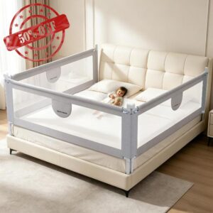 omzer 3-Piece King Size Bed Rails for Toddlers with Pocket | 3 Pack 78.74"x78.74"x74.8"