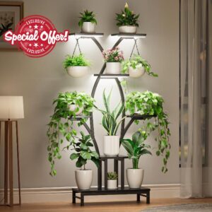 Plant Stand Indoor with Grow Lights - 7 Tiered Metal Corner Shelf for Multiple Plants