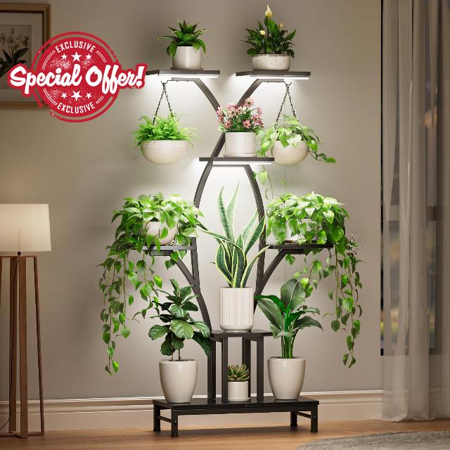 Plant Stand Indoor with Grow Lights - 7 Tiered Metal Corner Shelf for Multiple Plants