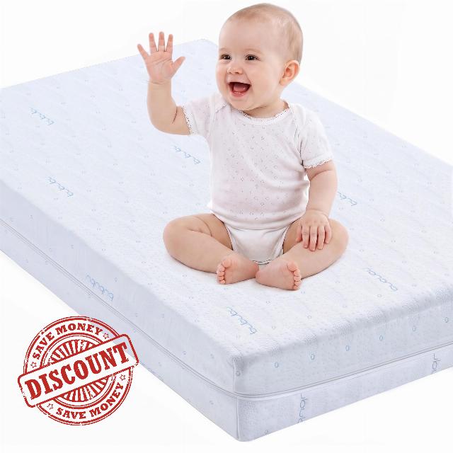 White 6 Inch Crib Mattress for Standard Cribs