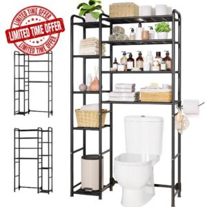 Kitsure Over the Toilet Storage – 9-Tier Black Metal Bathroom Organizer Shelves with Adjustable Side Shelves