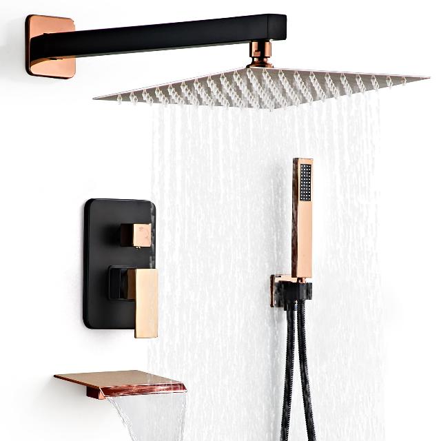 Rainfall Shower Faucet Set with Tub Spout 8 Inch