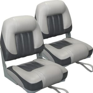 ERGOSEAT Elite Folding Boat Seat Low Back Boat Chair Fold-Down Fishing Boat Seats 2 Pack