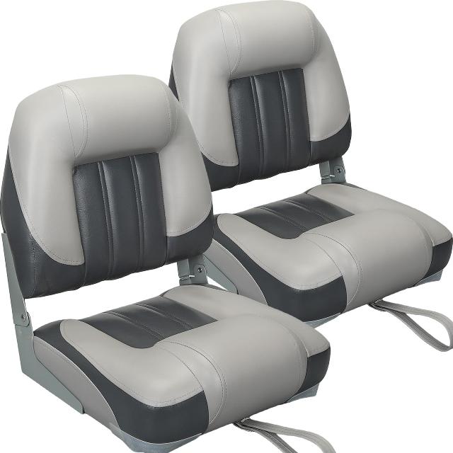 ERGOSEAT Elite Folding Boat Seat Low Back Boat Chair Fold-Down Fishing Boat Seats 2 Pack