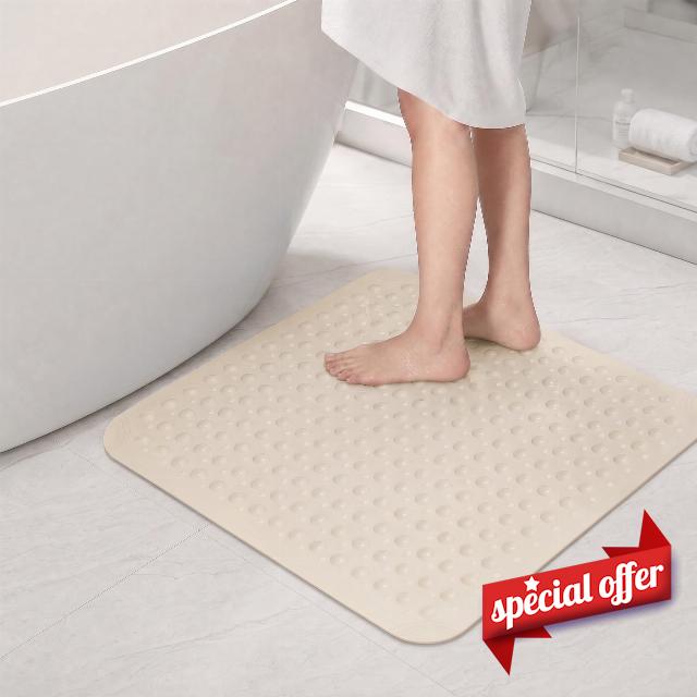 31x31 Square Non Slip TPE Shower Mat | BPA Free Anti Slip Bath Mat with Suction Cups Drain Holes for Kids Seniors