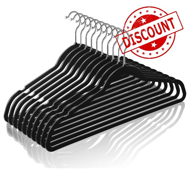 TIMMY 50 Plastic Hangers 17.7 Inch - Velvet Non-Slip