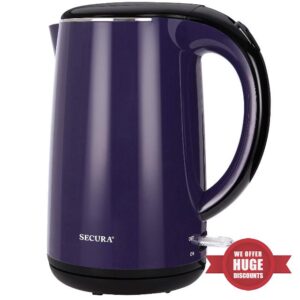 Secura Original Stainless Steel Double Wall Electric Water Kettle 1.8 Quart with Auto Shut-Off & Boil-Dry Protection