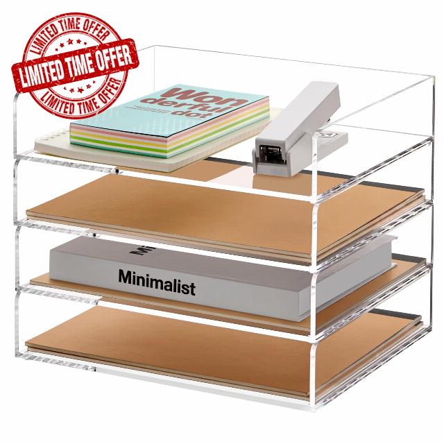 SANRUI Stackable 4-Tier Acrylic Desk Organizer
