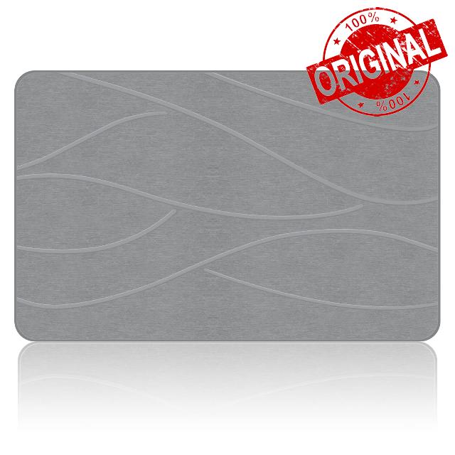 VEELOIM Stone Bath Mat Diatomaceous Earth Shower Mat Non-Slip Super Absorbent Diatomite Stone Bath Mats for Bathroom Floor Quick Drying Natural Easy to Clean(23.6''×15.4" Gray)