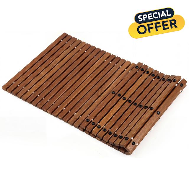 Leinuosen Large 40" x 20" Solid Teak Shower Mat