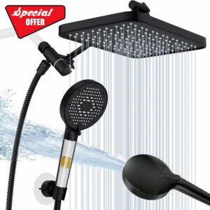 12 Inch Wide Rain Shower Head with Filtered Handheld Combo