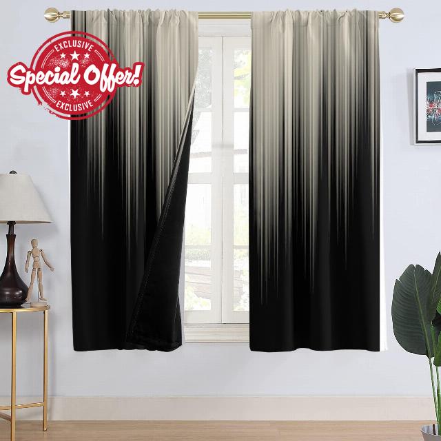 AAtter 100% Blackout Black Beige Window Curtains