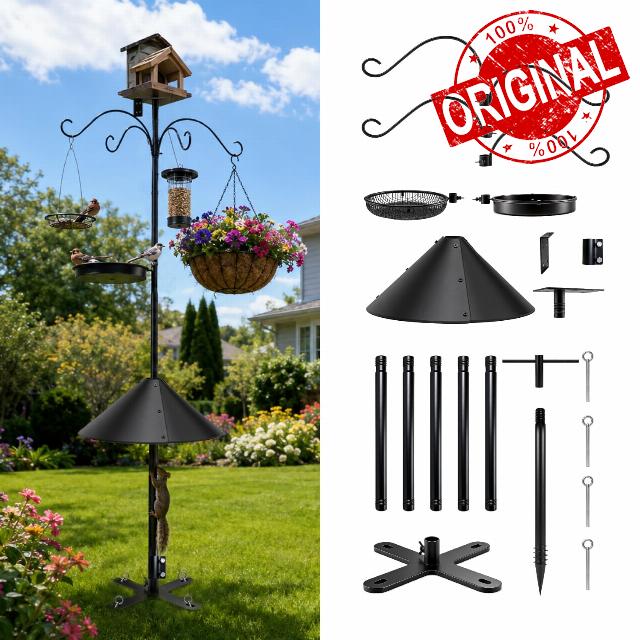 92 Inch Squirrel Proof Bird Feeder Pole with X shape Base Plate