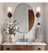 ANDY STAR Black Oval Mirror, 20x33’’ Oval Mirrors for Bathroom, Pill Shaped Mirror, Black Mirror ...