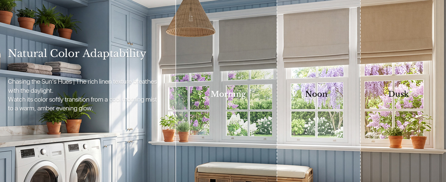 Blackout No Drill Roman Shades for Windows & French Door Cordless Door Curtain Privacy Window Blind
