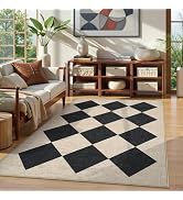 Collive Checkered Easy Jute 3x5 Outdoor Area Rugs, Washable Modern Entryway Rug Non Slip, Woven I...