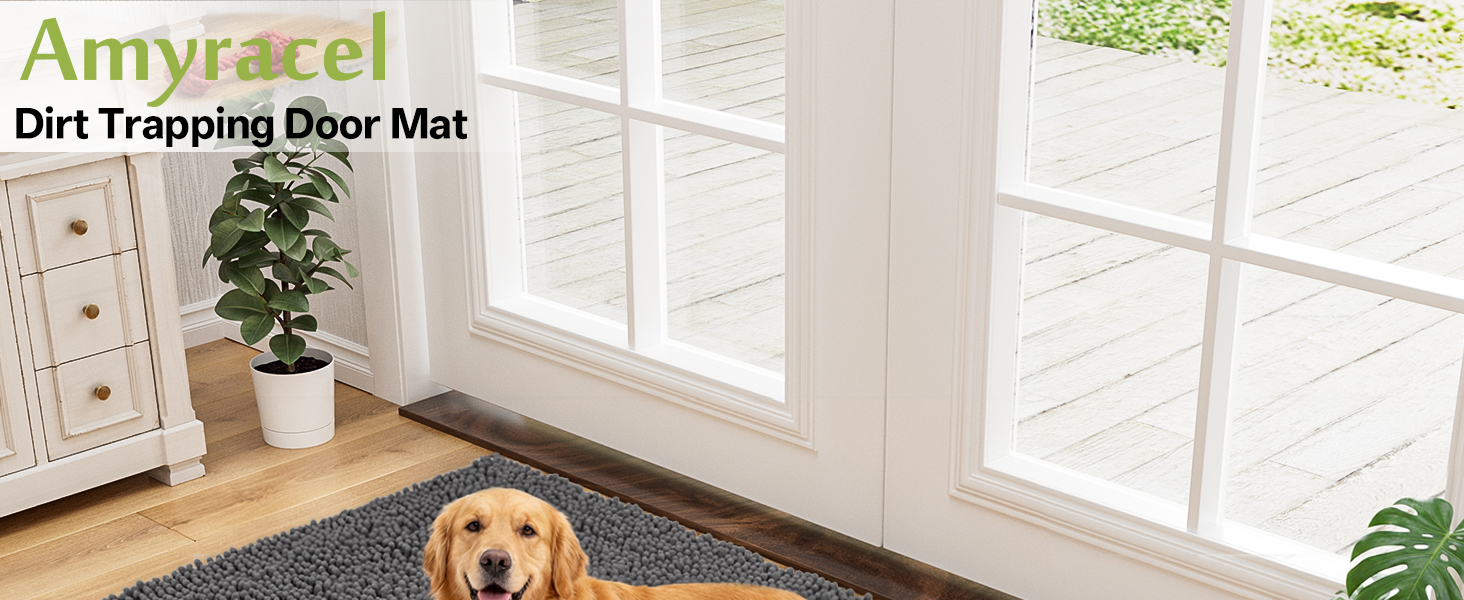 Large Absorbent Dog Door Mat for Muddy Paws