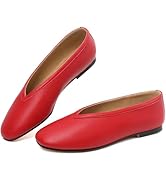 RIBONGZ Ballet Flat Shoes for Women Closed Round Toe Mary Jane Flats Comfortable Slip On Casual S...