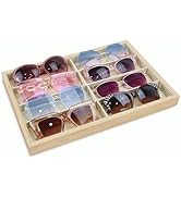 Ikee Design Wooden Sunglasses Rack Organizer, 5 Pairs Eyewear Display Stand Organizer for Home, R...