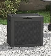 31 Gallon Outdoor Trash Can, Garbage Can with Tiered Lid and Drip Tray, Waterproof Resin Outside ...