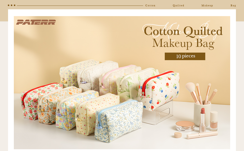 Cotton Quilted Makeup Bag