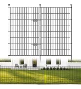 10 Panels No Dig Decorative Outdoor Garden Fence with Gate for Yard, 48 in(H) X 23.6ft(L) Animal ...
