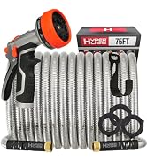 Best 150 ft Metal Garden Hose Set - No-Kink Durable 316 Stainless Steel, 10-Way Zync Spray Nozzle...