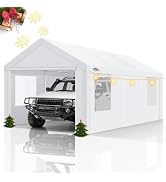 COBIZI Carports 10x20 Heavy Duty Car Canopy Garage with Removable Sidewalls & Doors, Portable Car...