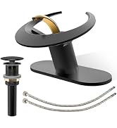 Rainbow Bathroom Sink Faucet Single Hole,AUU Waterfall Vanity Sink Faucet Solid Brass,1 Hole Lava...