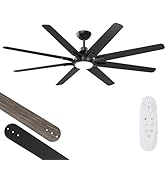 putroad 72 Inch Ceiling Fans with Lights and Remote - Large Black Modern Ceiling Fan with Light f...