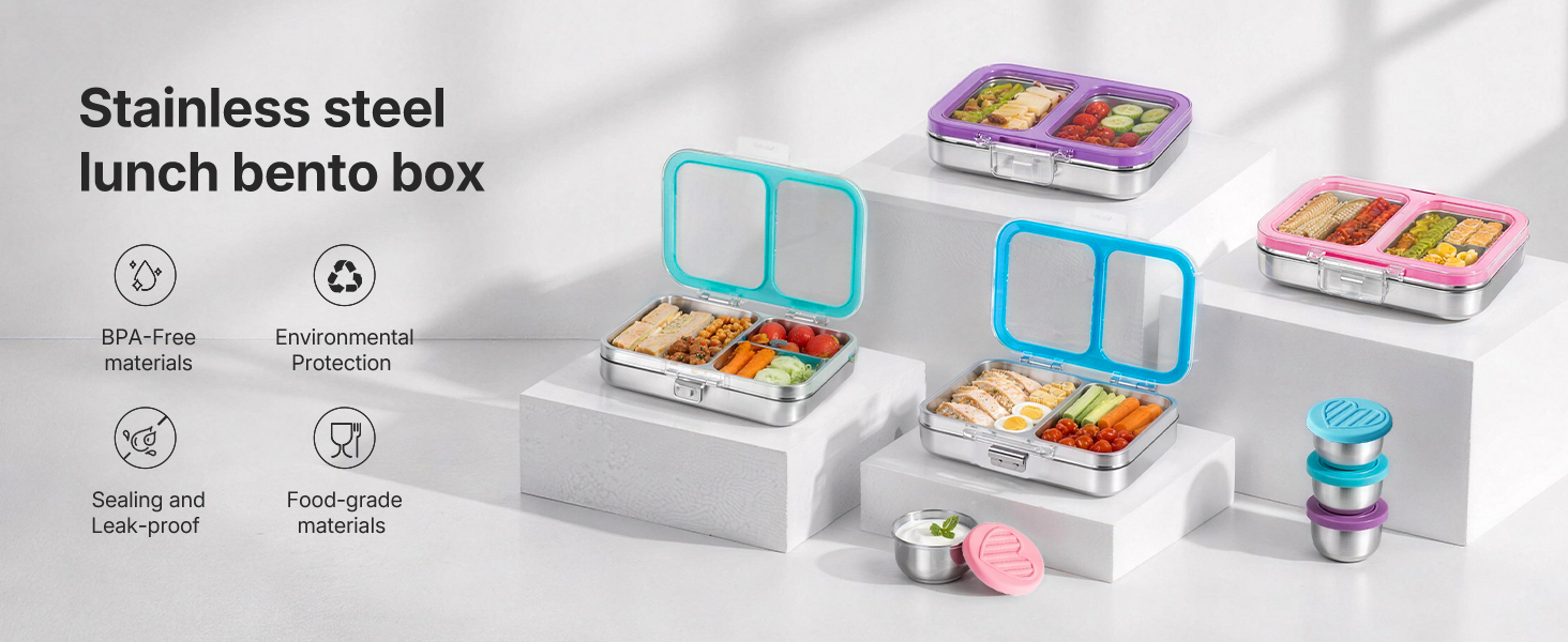 Premium Stainless Steel Bento Lunch Box for Kids and Adults