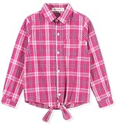 Noomelfish Girls Sleeveless Button Down Shirt Tie Knot Blouse Tank Tops (5-12 Years)