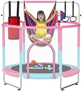 BLUERISE 60" Trampoline for Kids 5FT Toddler Trampolines Indoor/Outdoor with Adjustable Gymnastic...