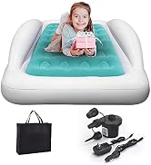 hufaut Inflatable Toddler Travel Bed - Portable Toddler Bed for Kids, Camping Air Mattress Blow u...