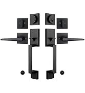 NEWBANG Front Double Door Traditional Style Keyed Entry Door Handleset with Lever Handle in Matte...