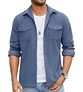 COOFANDY Men's Button Down Waffle Shirt Jacket Casual Long Sleeve Shacket Lightweight Overshirts ...