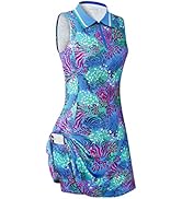 FREEYE Womens Sleeveless Golf Tennis Dresses with Inner Shorts&Pockets for Workout Exercise