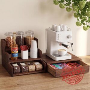 Wooden Coffee Station Organizer with K Cup Holder