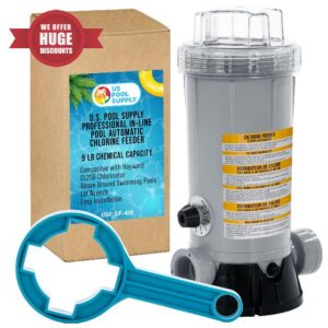 U.S. Pool Supply Professional in-Line Pool Automatic Chlorine Feeder - 9 lb Chemical Capacity