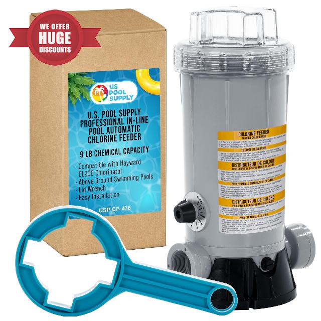 U.S. Pool Supply Professional in-Line Pool Automatic Chlorine Feeder - 9 lb Chemical Capacity