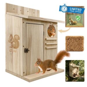 Large Squirrel House for Outside with Natural Nesting Material