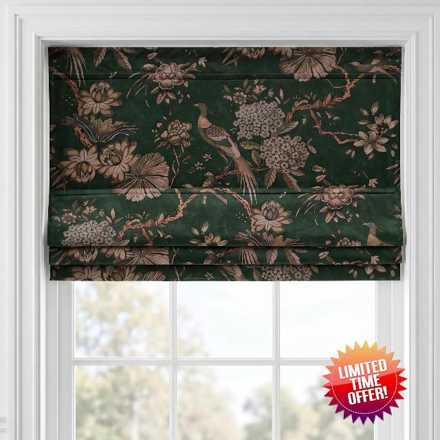 RYB HOME Patterned Velvet Roman Shade