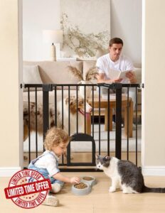 Babelio Upgraded Baby Gate with Adjustable Cat Door