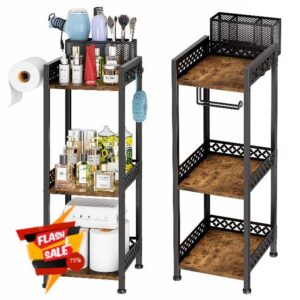 3-Tier Bathroom Organizer and Storage Shelf with Toilet Paper Holder
