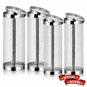 4PCS Inground Worm Composting Bin Turn Food Waste into Nutrient-Rich Soil Increase Soil Fertility Stainless Steel Composting Bin with Holes and Lid for Outdoor Garden Vegetable Patch Backyard