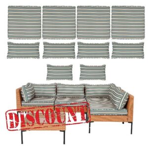 10Pcs Patio Cushion Covers Outdoor Couch Cushions Covers Replacement with Zippers Splashproof Sofa Slipcovers for 4-Seater Sectional Couch Patio Furniture Protector (Cover Only)