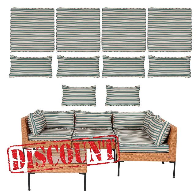 10Pcs Patio Cushion Covers Outdoor Couch Cushions Covers Replacement with Zippers Splashproof Sofa Slipcovers for 4-Seater Sectional Couch Patio Furniture Protector (Cover Only)