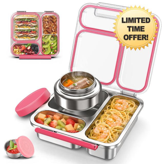 Stainless Steel Bento Box Kids Adult with 7oz Soup Thermo