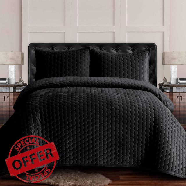 Tribeca Living Lugano Oversized Velvet Quilt Set - All Season